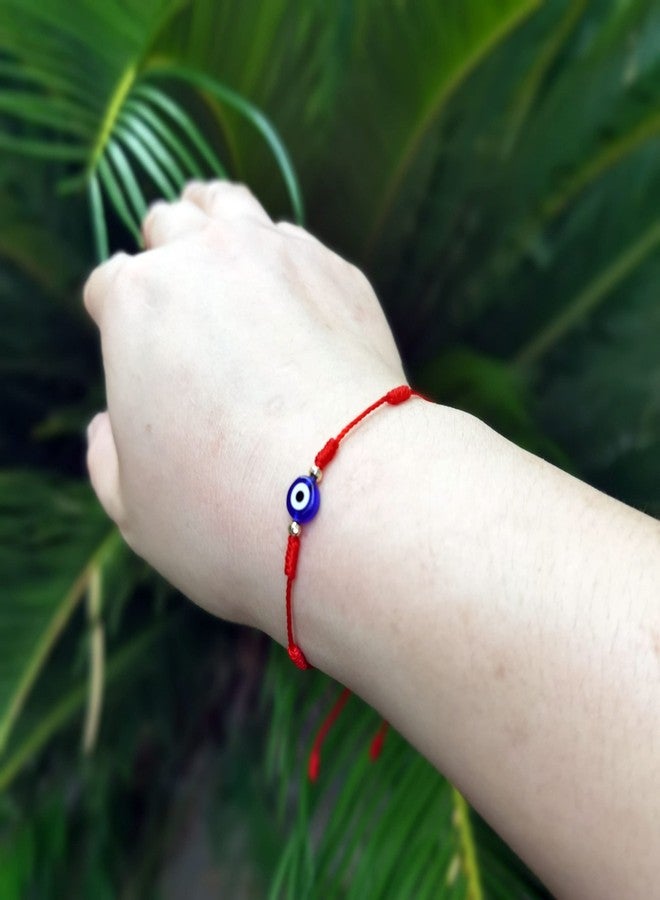 MAKBAK Evil Eye 7 Knot Lucky Bracelets for Women Men Adjustable Lucky Amulet Black Red String Bracelet for Protection Family Friends (Red, Bronze) - Image 4